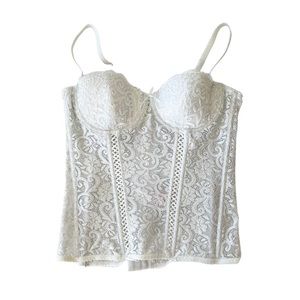 Roselle by La Vie En Rose White Lace Long-line Overbust Corset